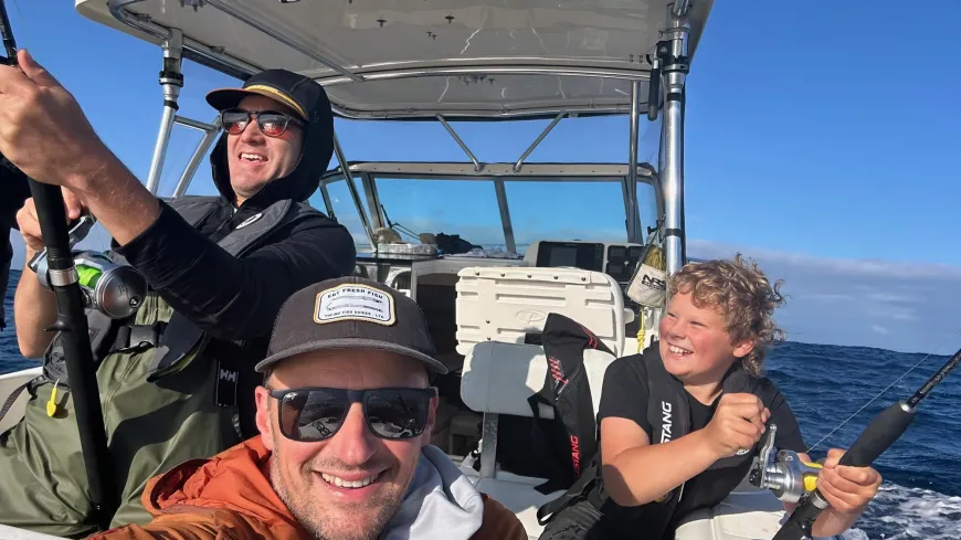 The crew on some Tuna out in the Canyons. Select Image to view